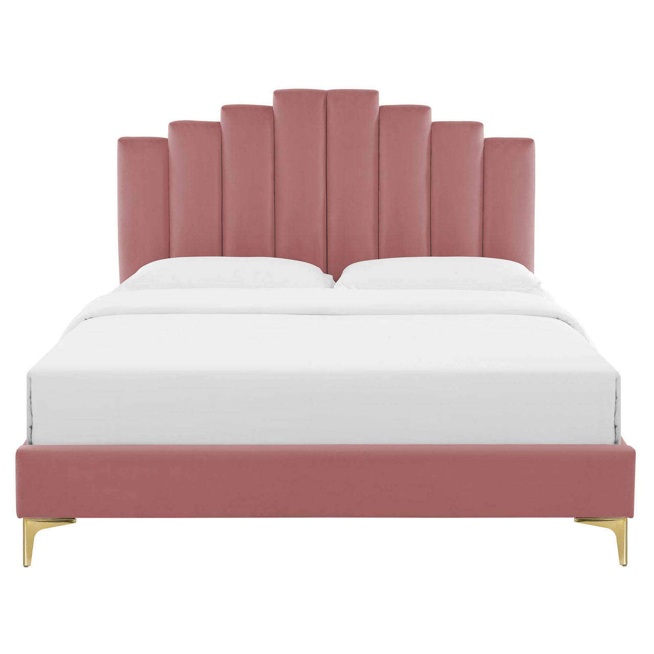 Emerelle Velvet King Platform Bed, Dusty Rose
