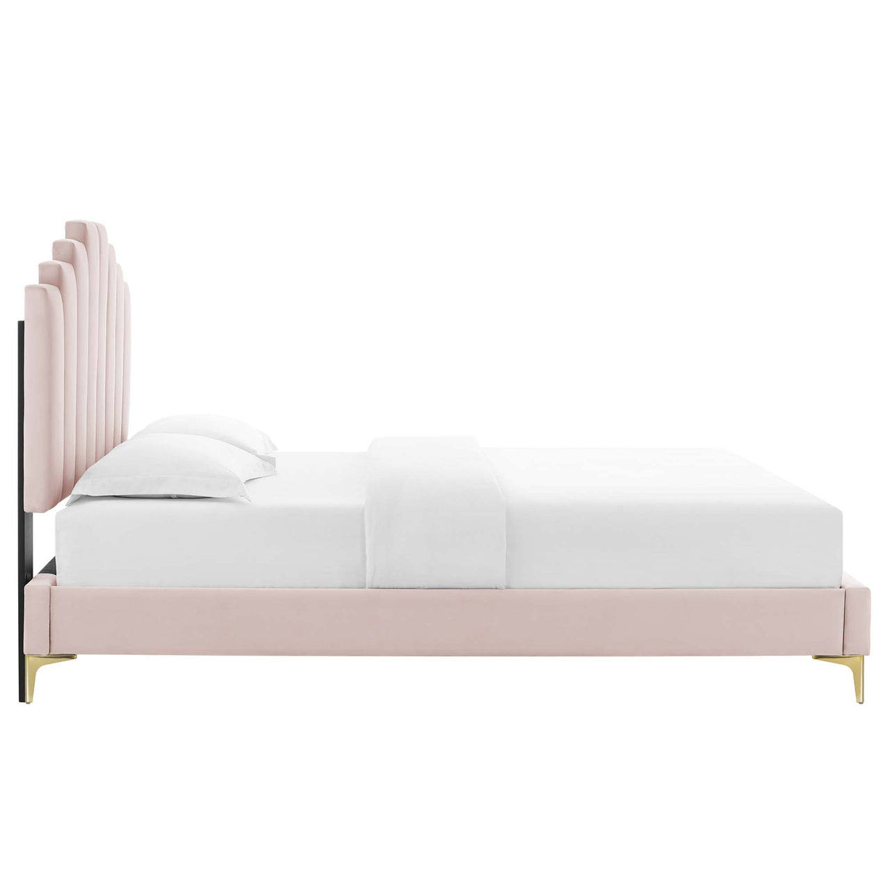 Emerelle Velvet King Platform Bed, Pink