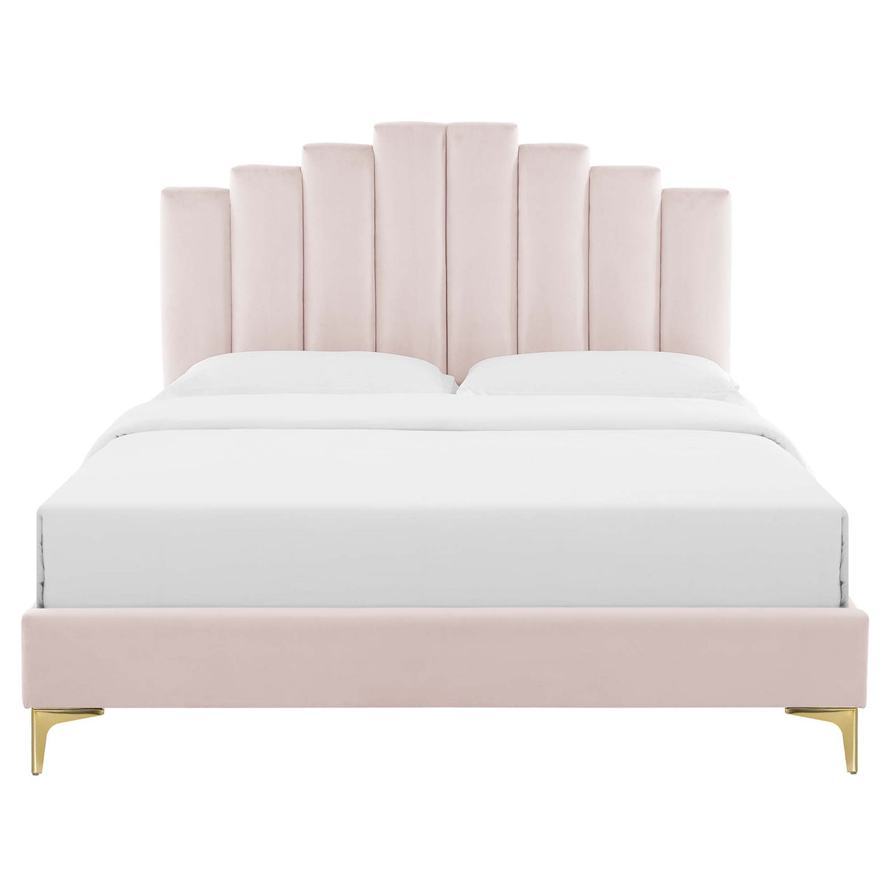 Emerelle Velvet King Platform Bed, Pink