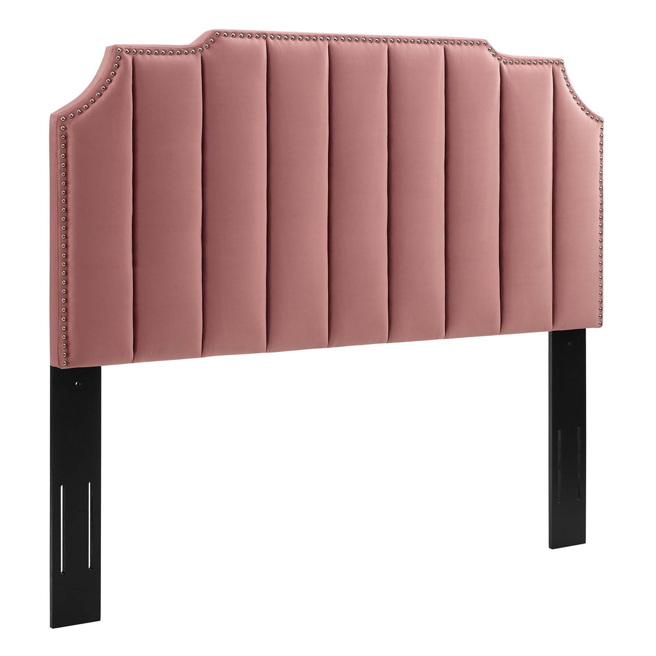Chalette Velvet King Platform Bed, Dusty Rose & Gold