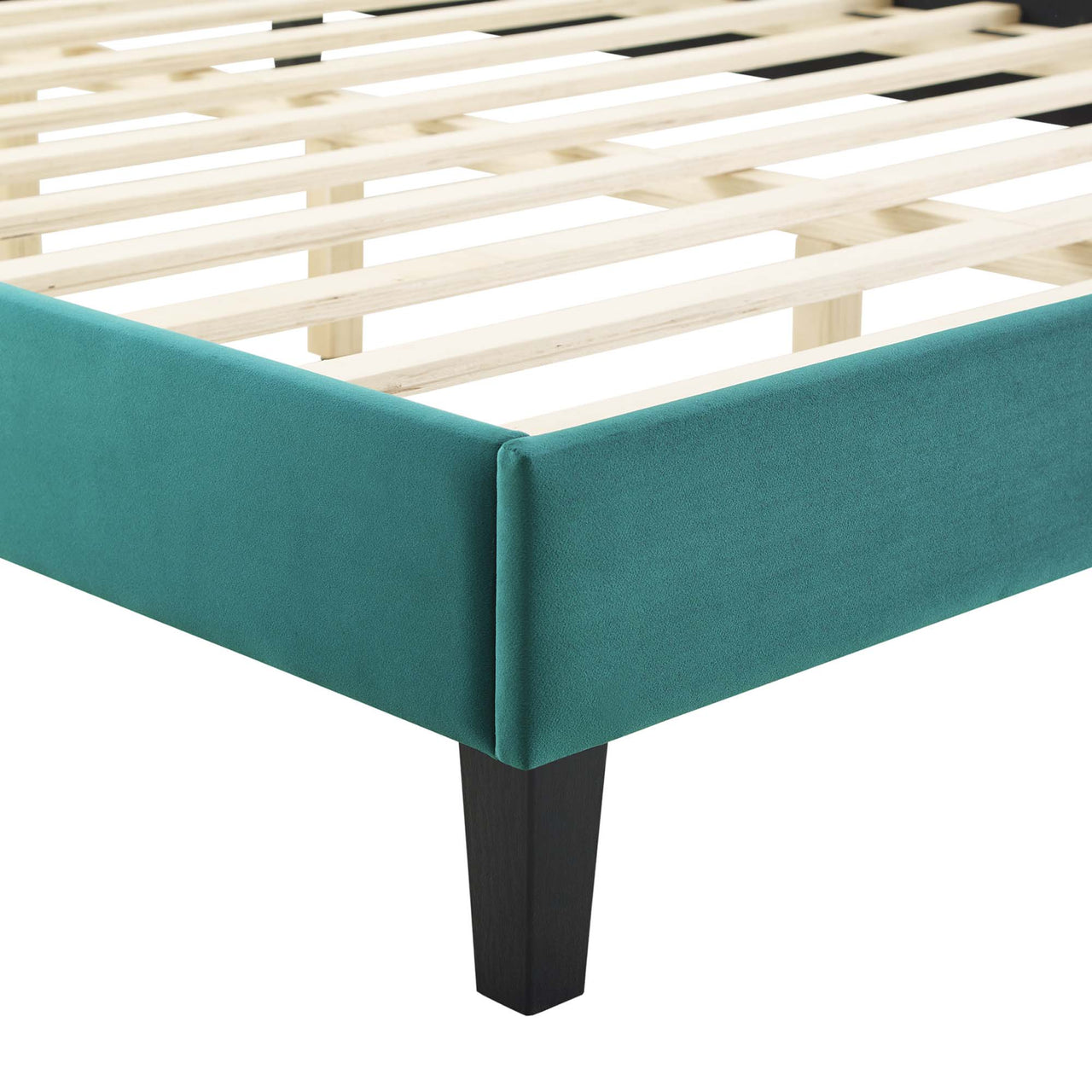 Regora Upholstered Velvet Twin Platform Bed, Teal
