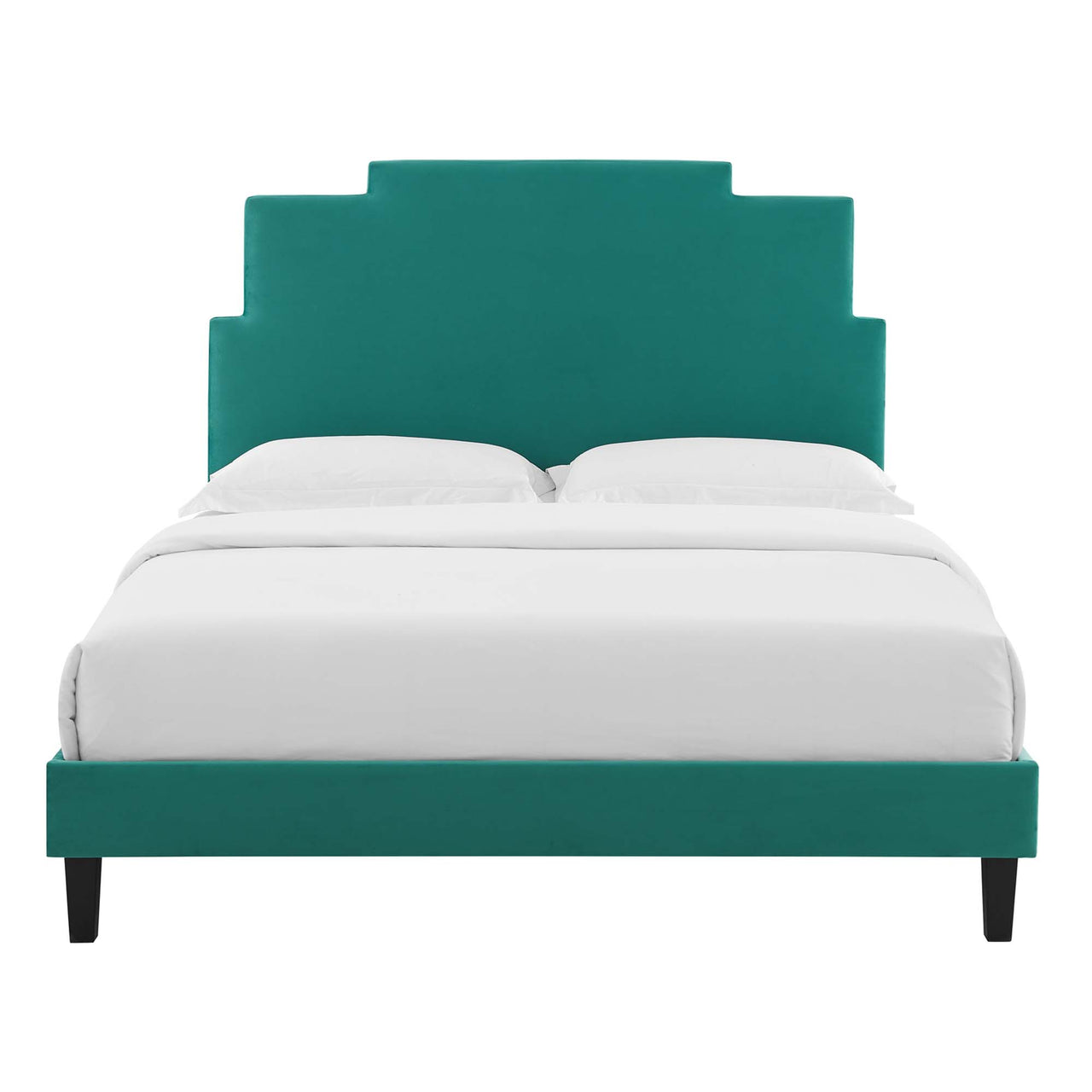 Regora Upholstered Velvet Full Platform Bed, Teal