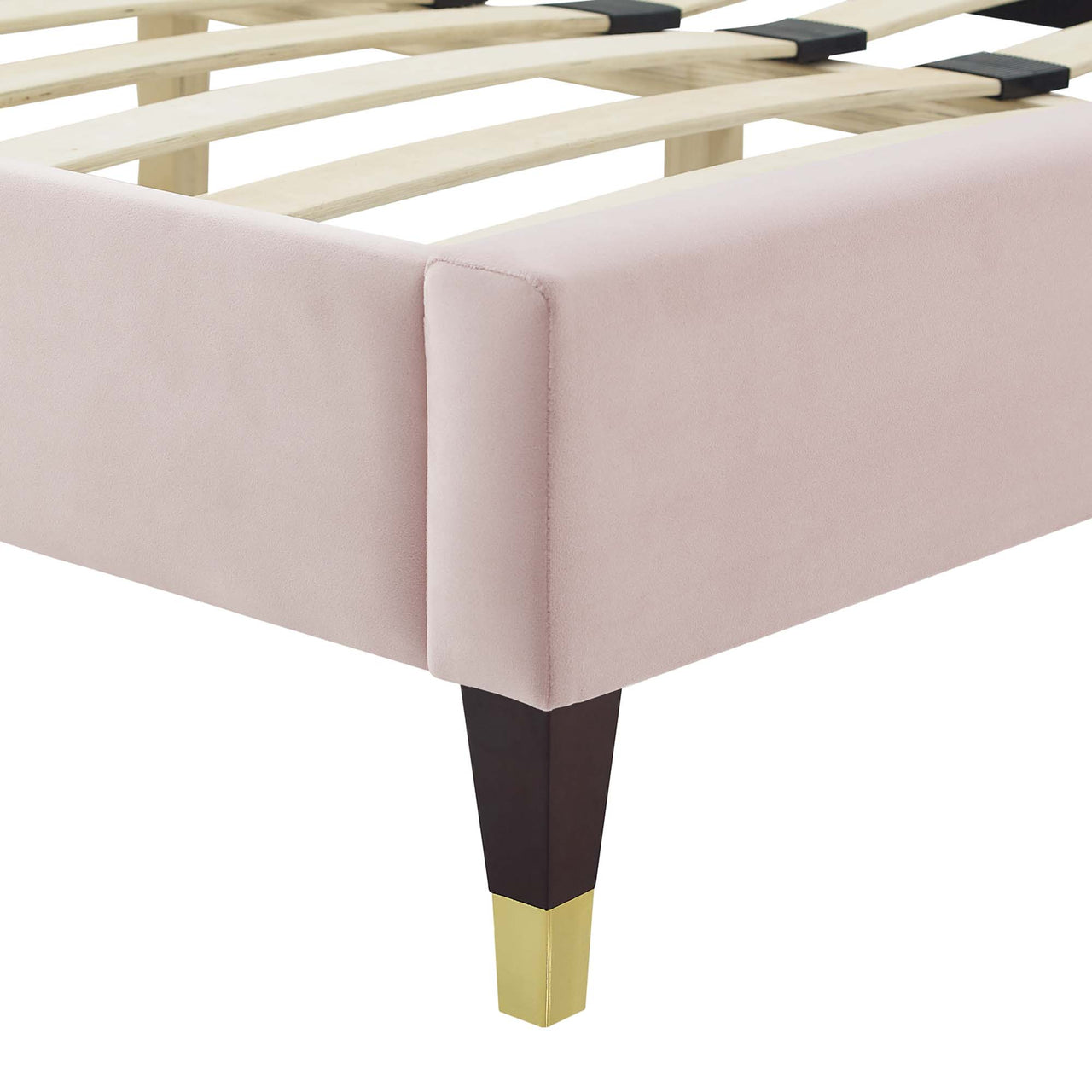 Diamond Upholstered Velvet King Platform Bed, Pink