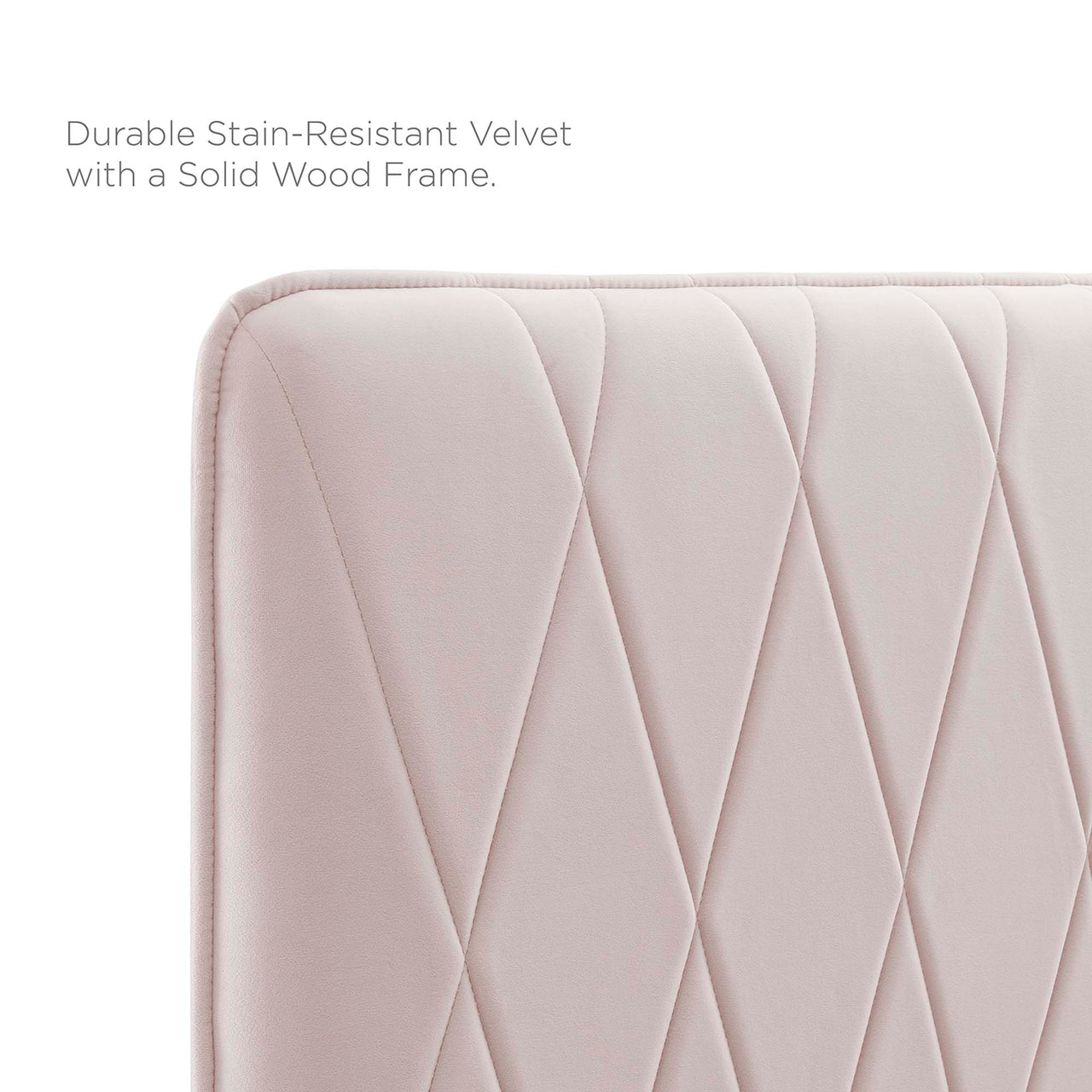 Diamond Upholstered Velvet King Platform Bed, Pink