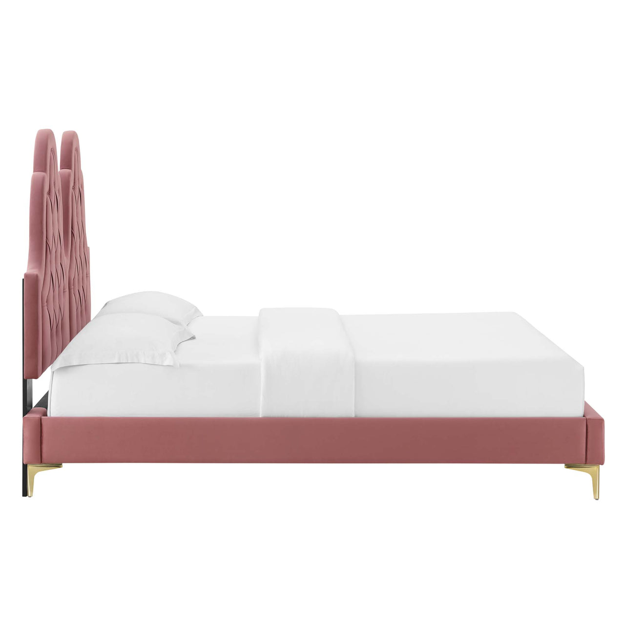 Celestina Velvet Twin Platform Bed, Dusty Rose