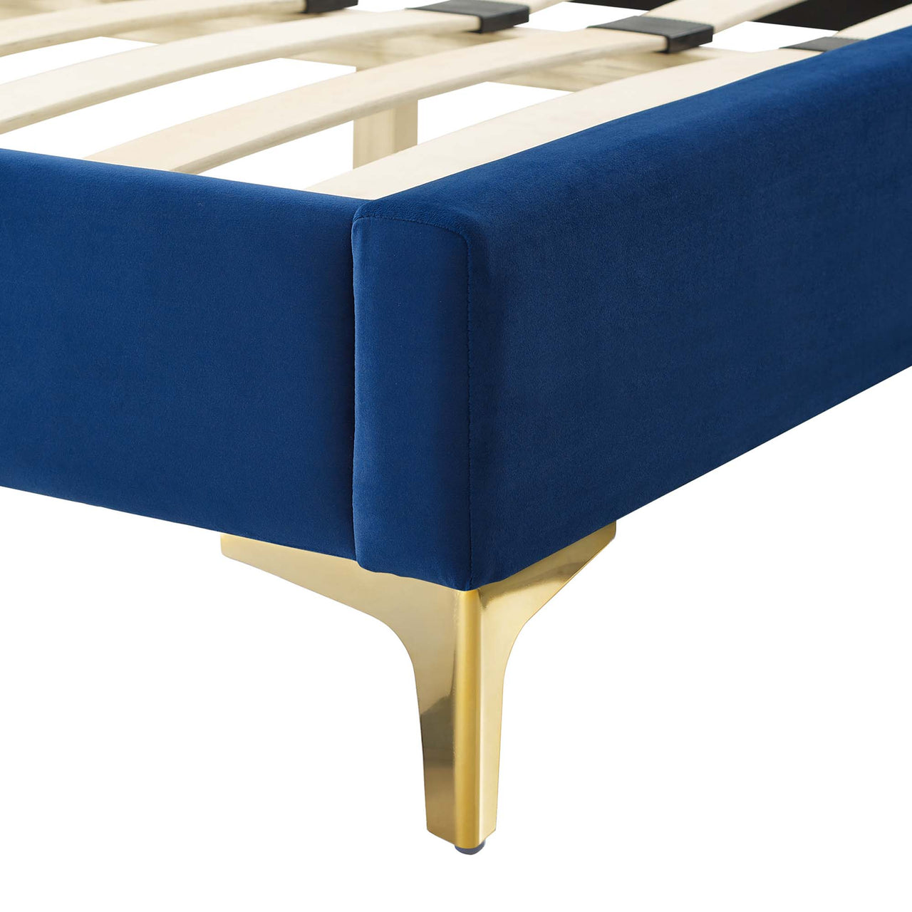 Celestina Velvet Twin Platform Bed, Navy