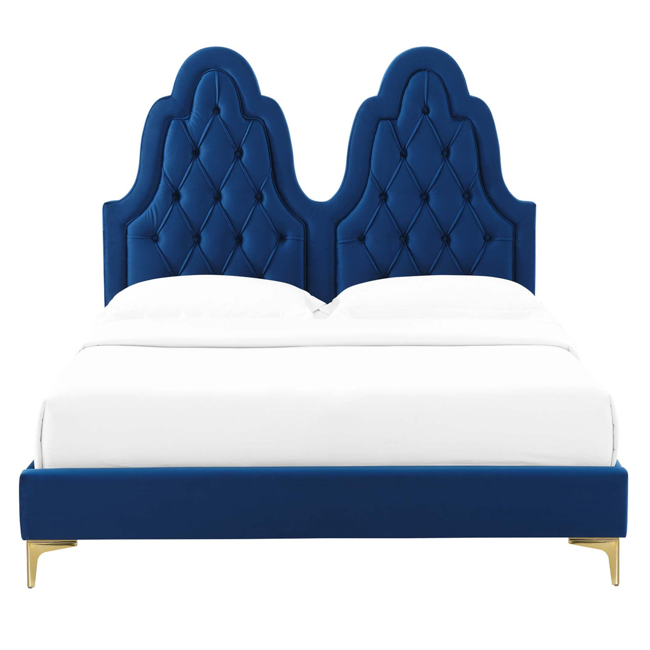 Celestina Velvet Twin Platform Bed, Navy