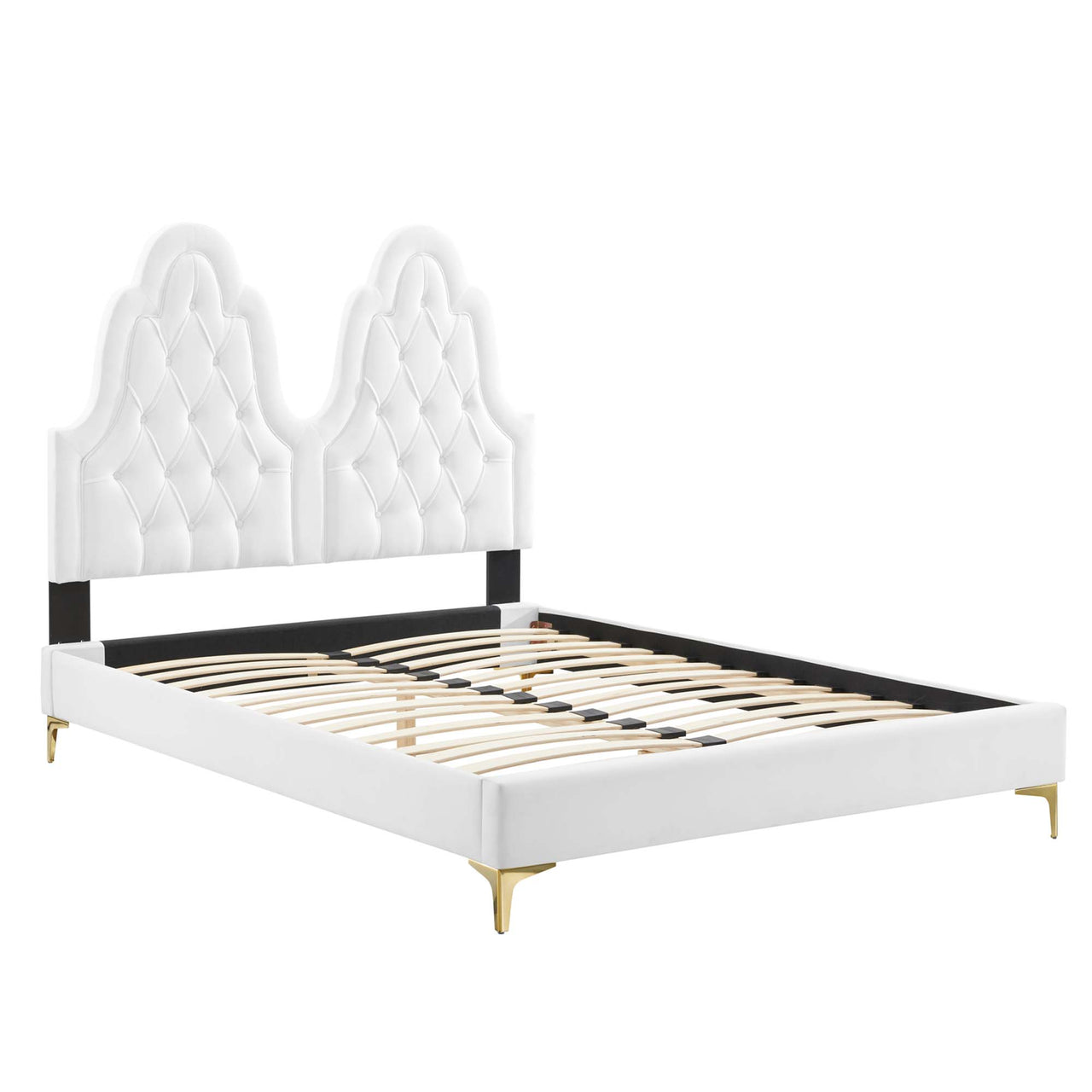 Celestina Velvet Twin Platform Bed, White