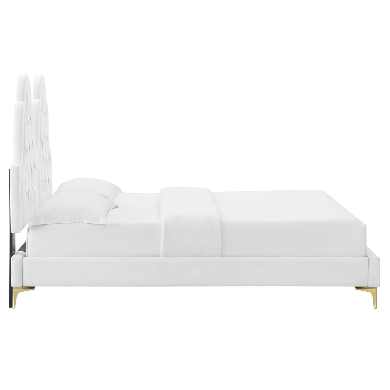 Celestina Velvet Twin Platform Bed, White