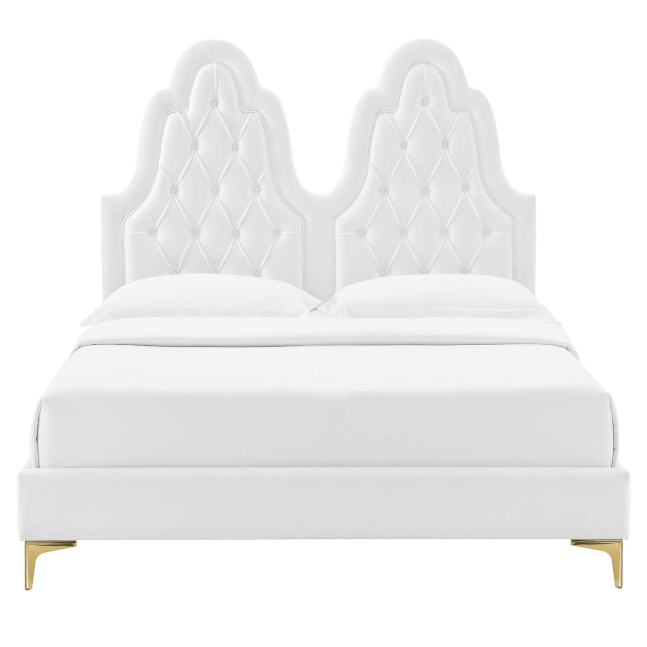 Celestina Velvet Twin Platform Bed, White