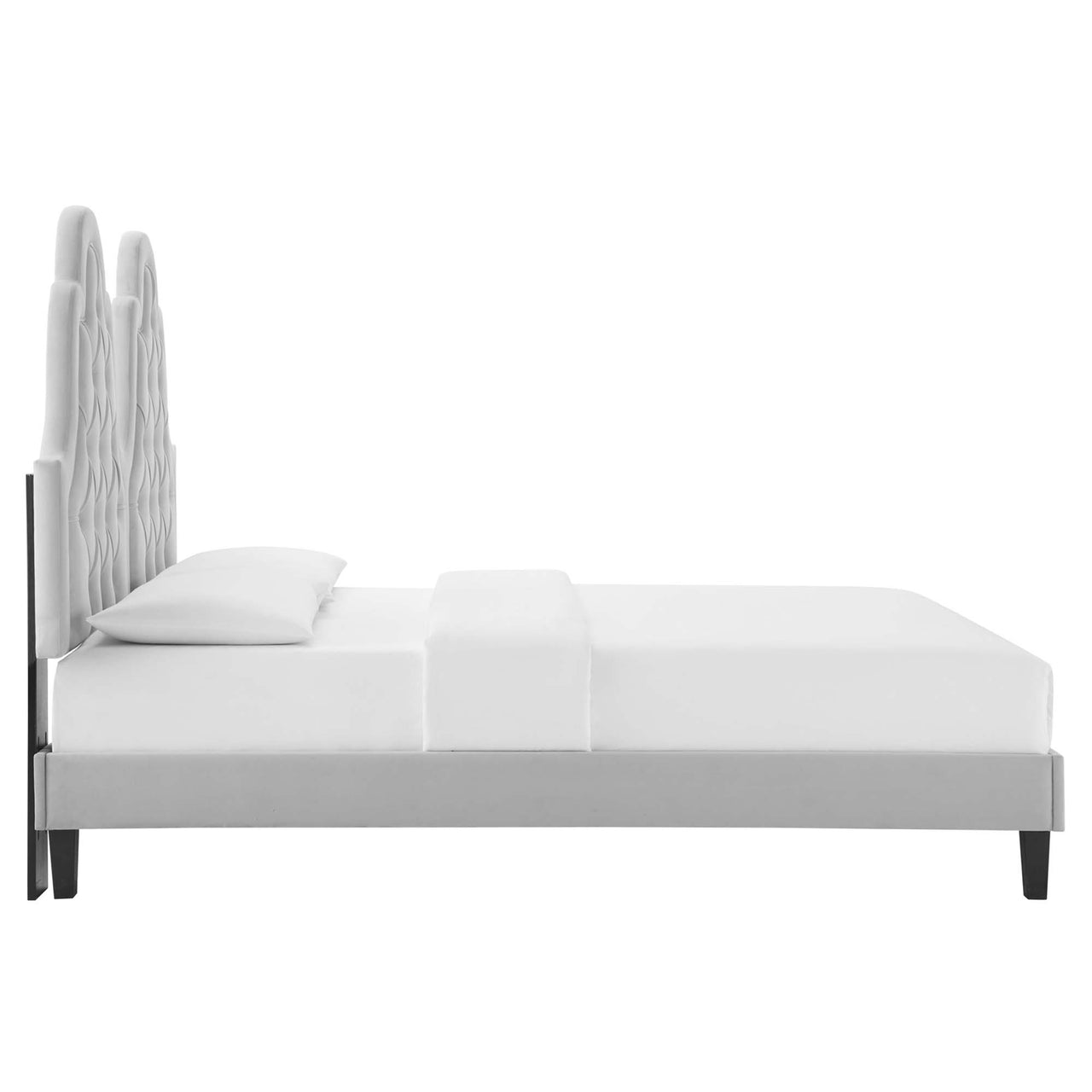 Celestina Velvet Twin Platform Bed, Light Gray