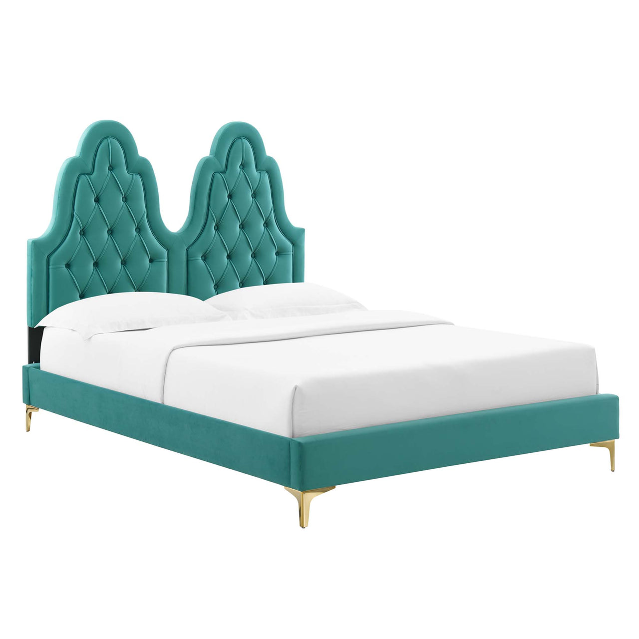 Celestina Velvet King Platform Bed, Teal