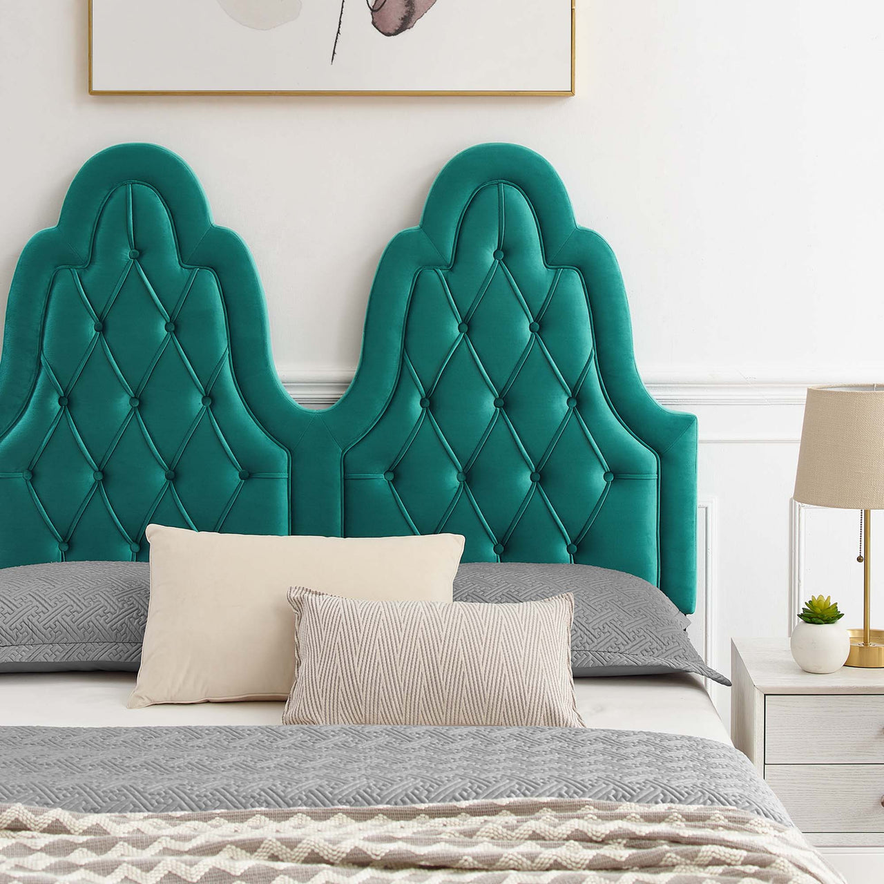 Celestina Velvet King Platform Bed, Teal