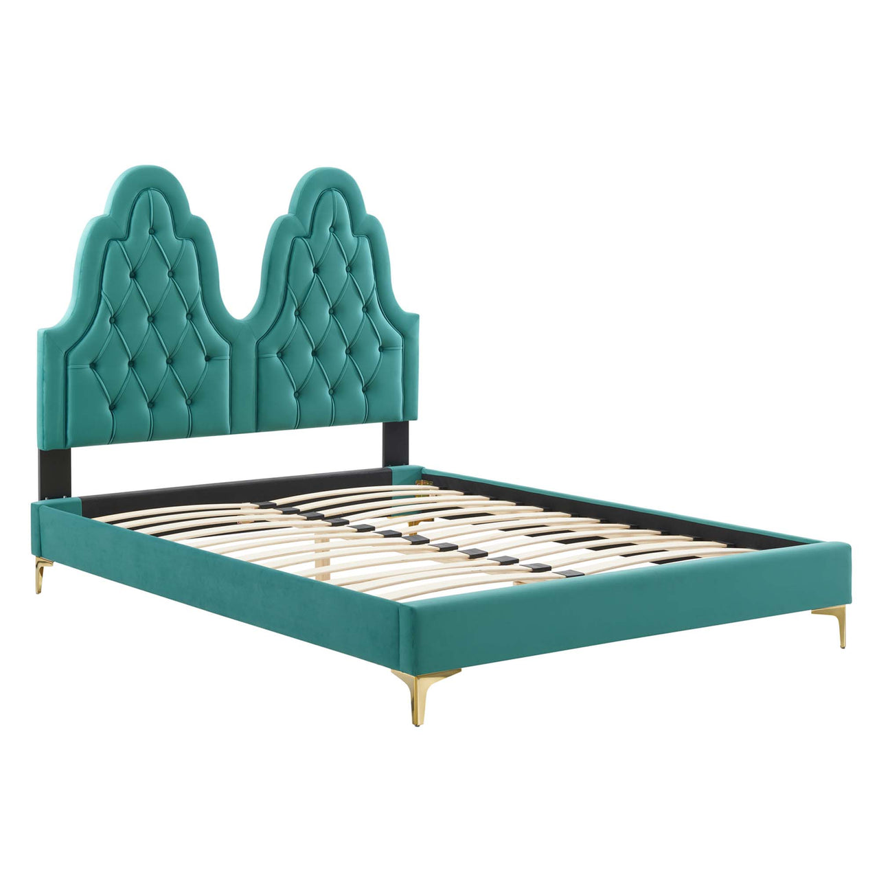 Celestina Velvet King Platform Bed, Teal
