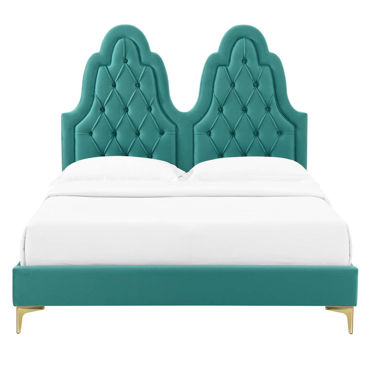 Celestina Velvet King Platform Bed, Teal