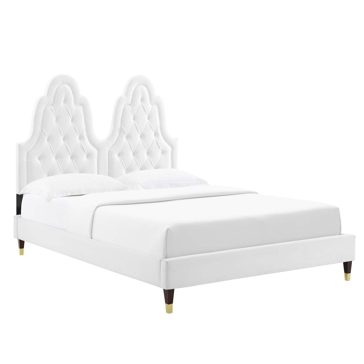 Celestina Velvet King Platform Bed, White