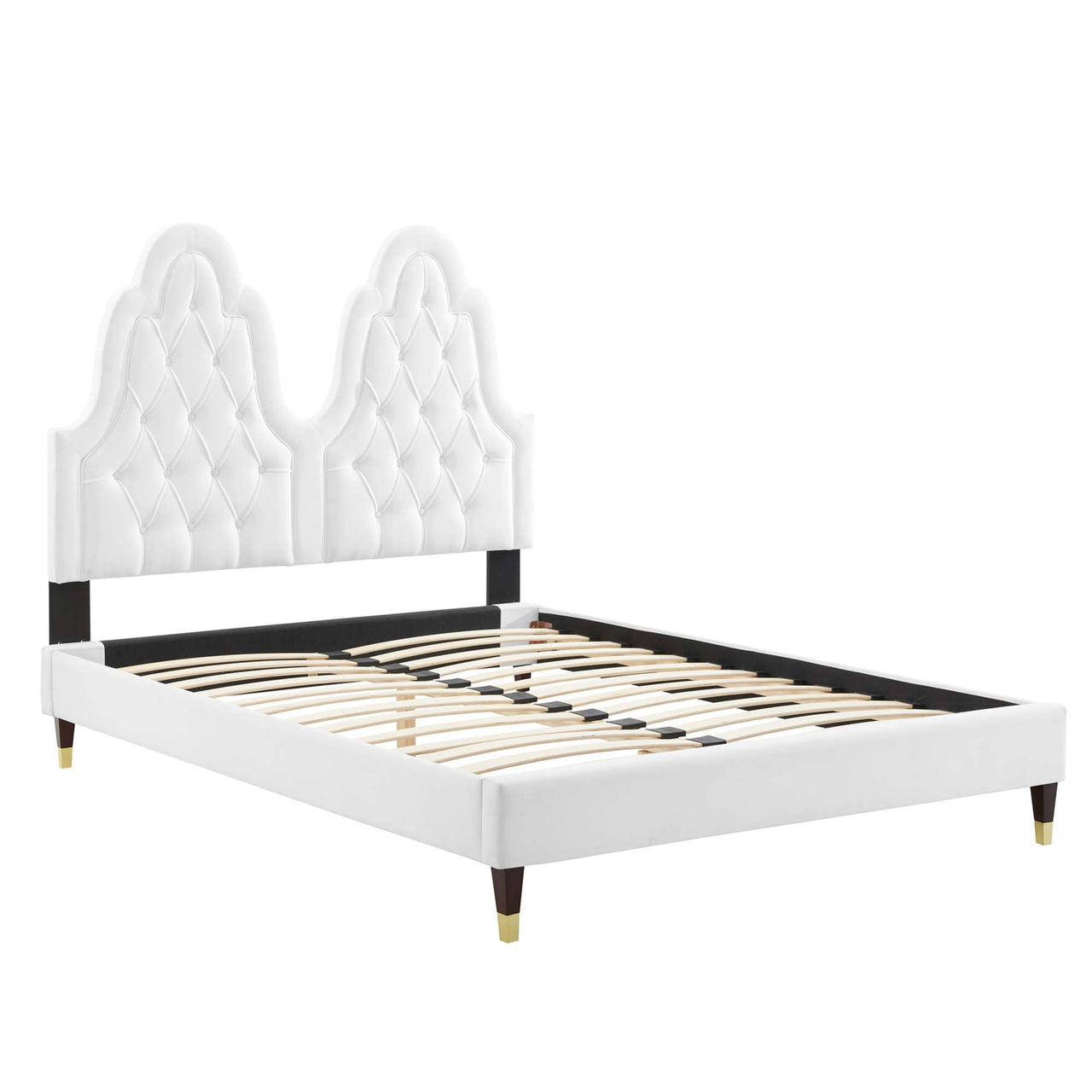 Celestina Velvet King Platform Bed, White