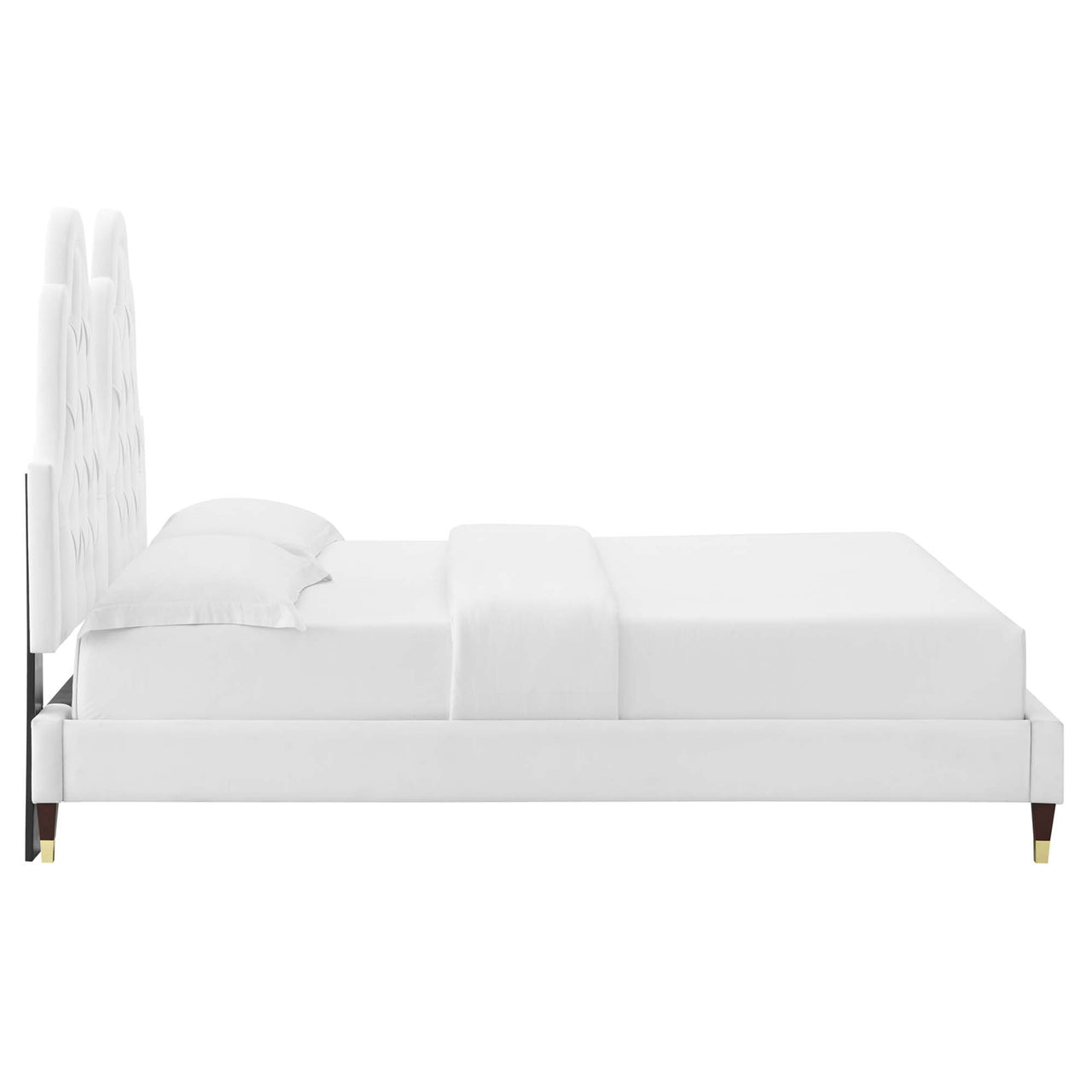 Celestina Velvet King Platform Bed, White