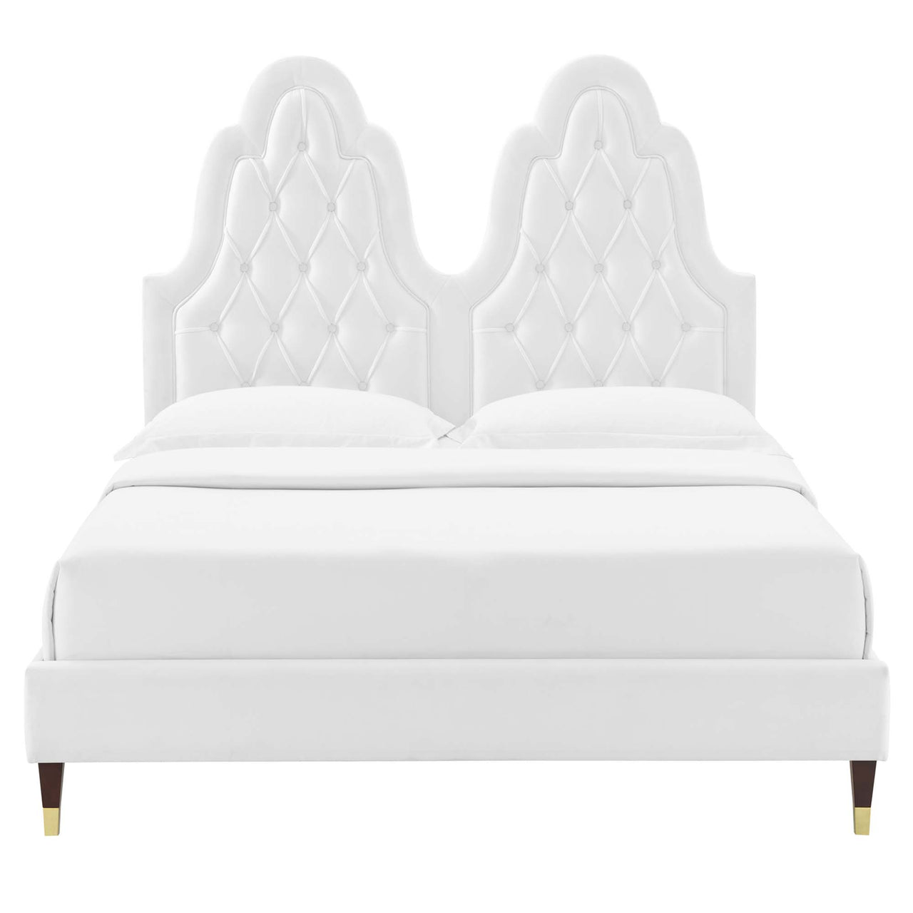 Celestina Velvet King Platform Bed, White