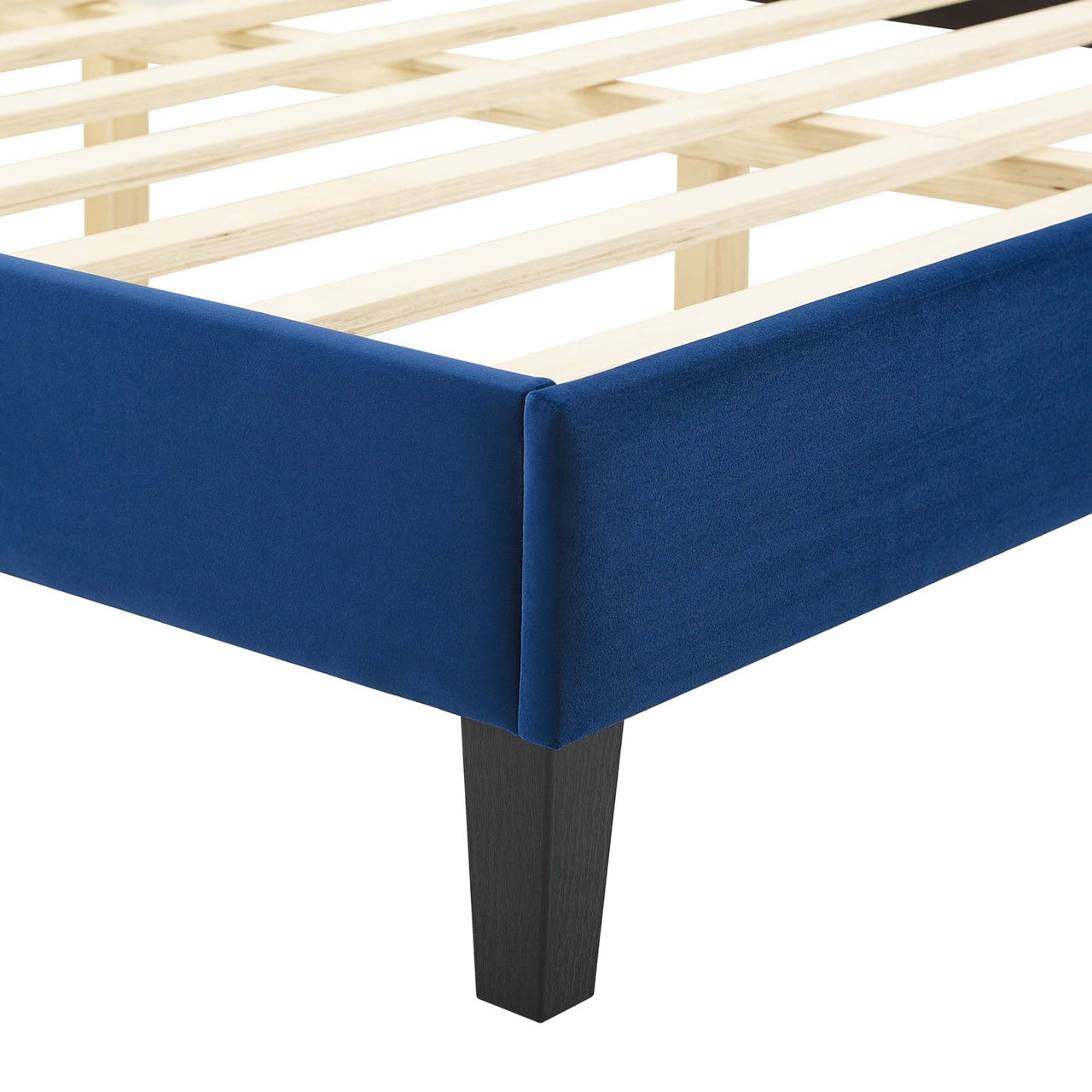 Celestina Velvet King Platform Bed, Navy