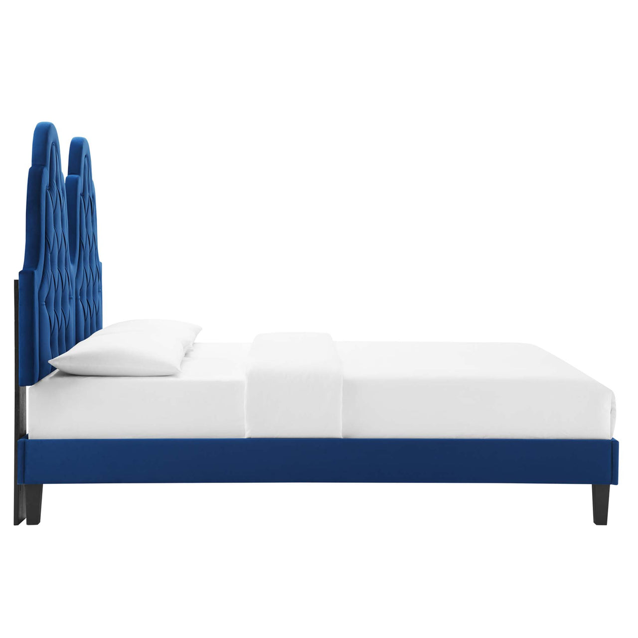 Celestina Velvet King Platform Bed, Navy