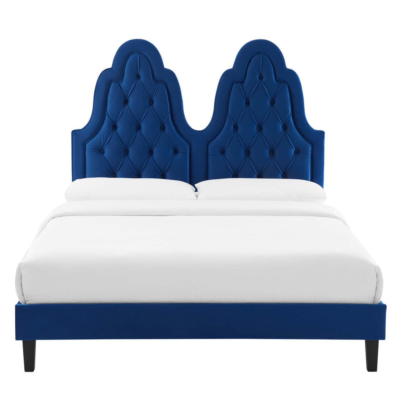 Celestina Velvet King Platform Bed, Navy