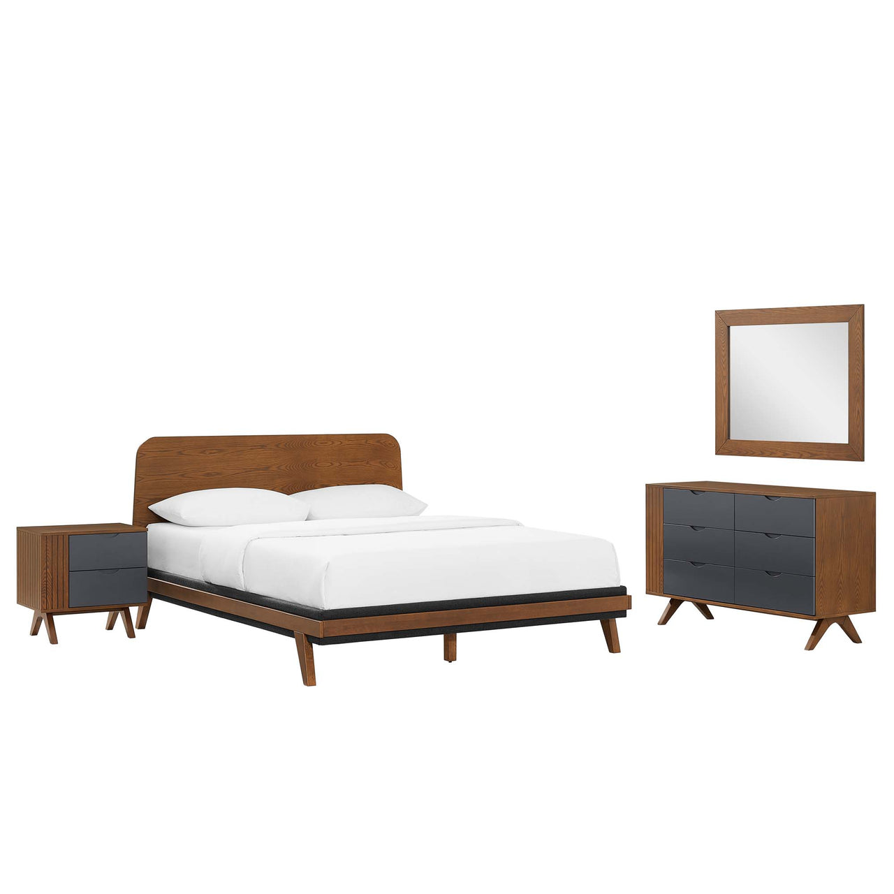 Duvall 4-Piece Bedroom Set, Walnut