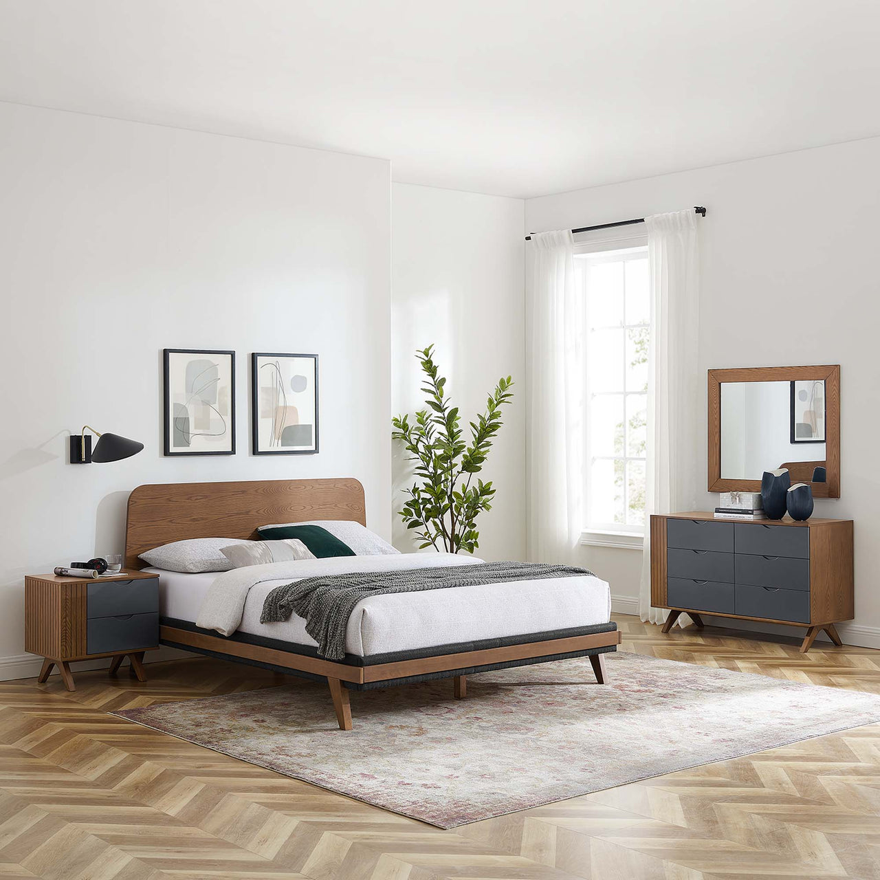 Duvall 4-Piece Bedroom Set, Walnut