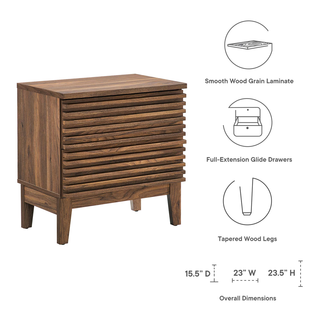 Ventra Nightstand, Medium, Walnut