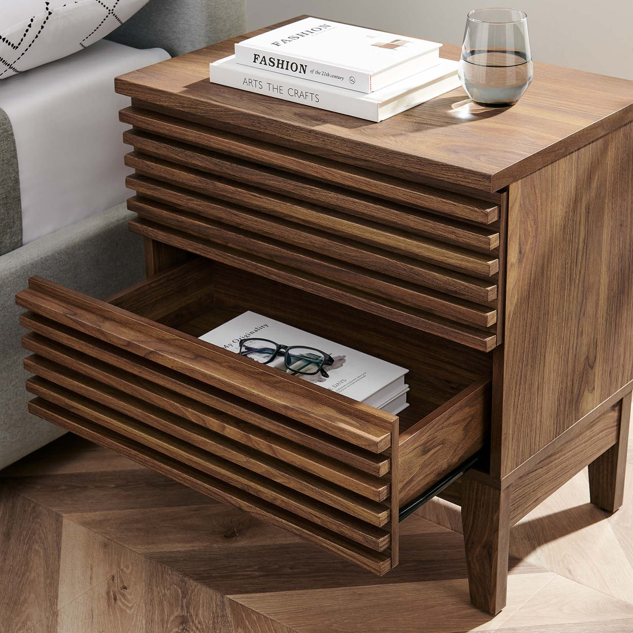 Ventra Nightstand, Medium, Walnut