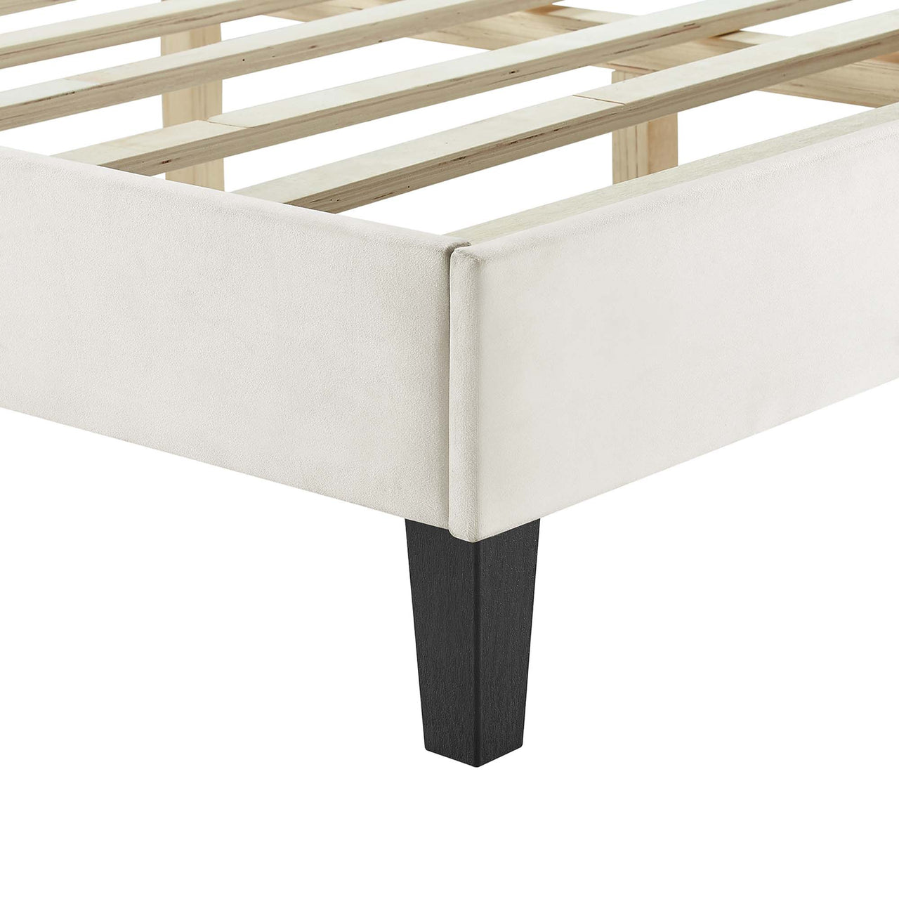 Zirelle Upholstered Velvet Queen Platform Bed, White