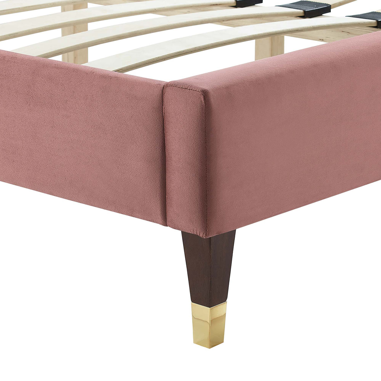 Zirelle Upholstered Velvet Twin Platform Bed, Dusty Rose