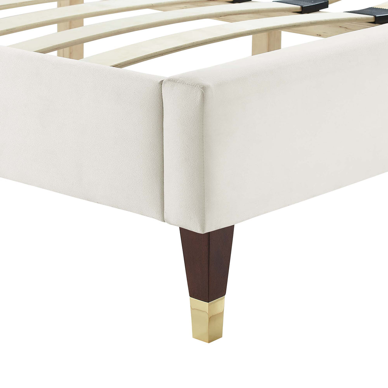Zirelle Upholstered Velvet Twin Platform Bed, White