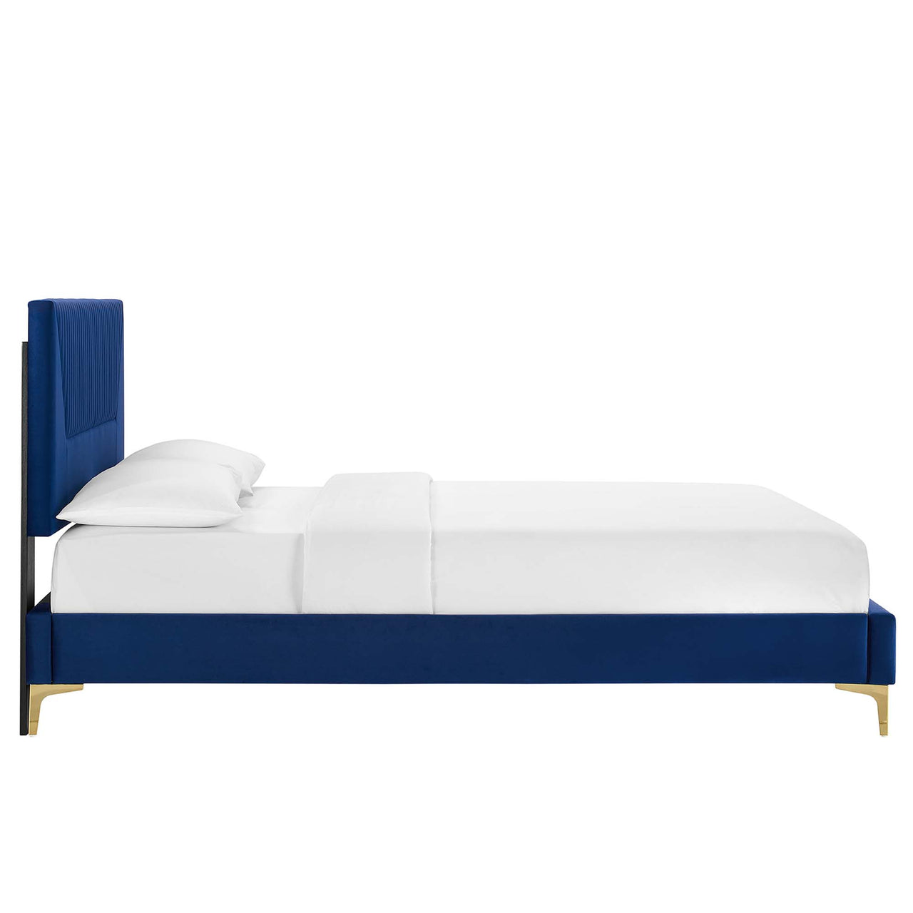 Seraphine Velvet Full Platform Bed, Navy