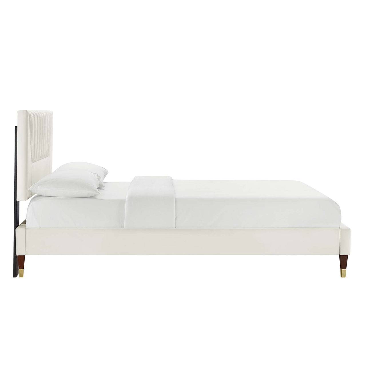 Seraphine Velvet Full Platform Bed, White