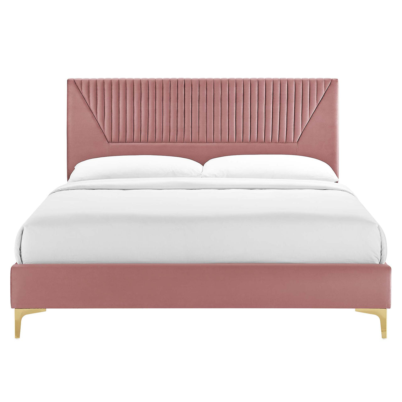 Seraphine Velvet King Platform Bed, Dusty Rose