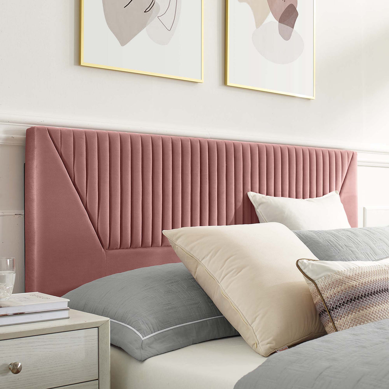 Seraphine Velvet King Platform Bed, Dusty Rose