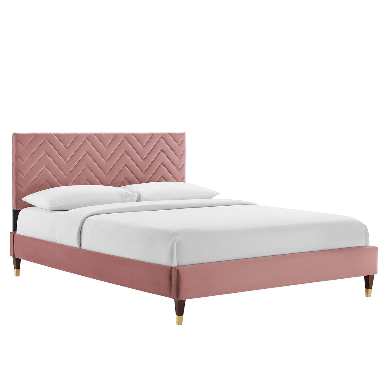 Traverse Upholstered Velvet King Platform Bed, Dusty Rose