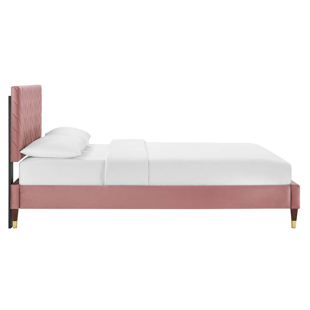 Traverse Upholstered Velvet King Platform Bed, Dusty Rose