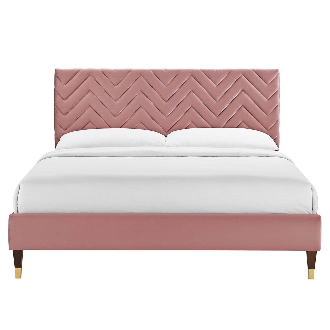Traverse Upholstered Velvet King Platform Bed, Dusty Rose