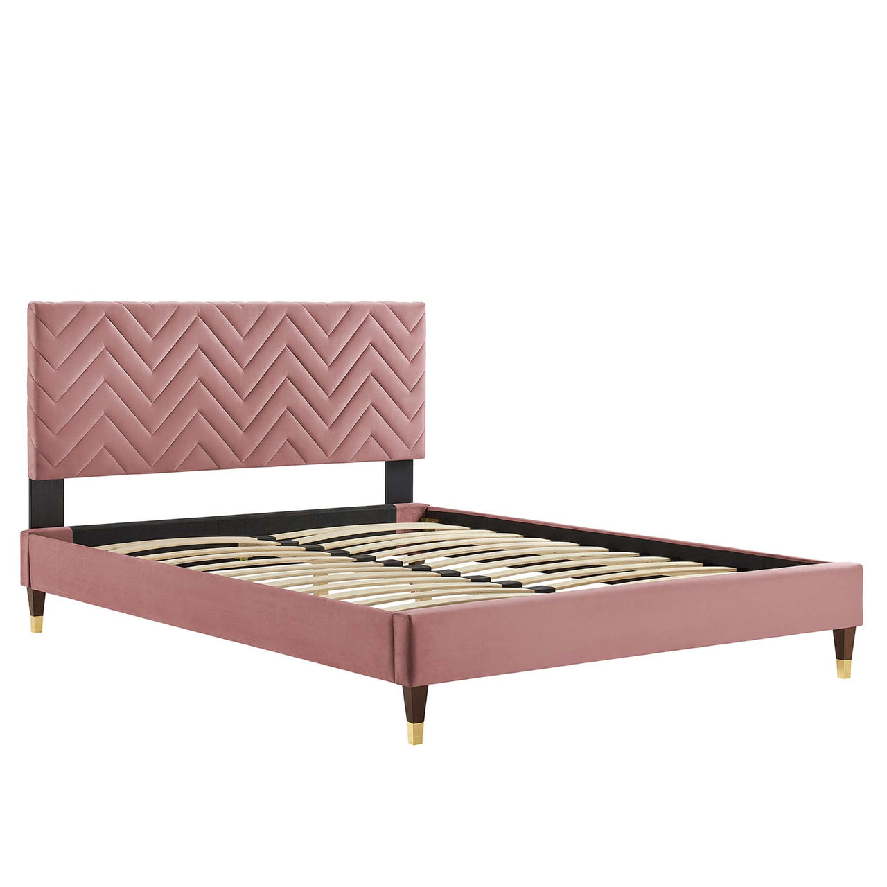 Traverse Upholstered Velvet King Platform Bed, Dusty Rose