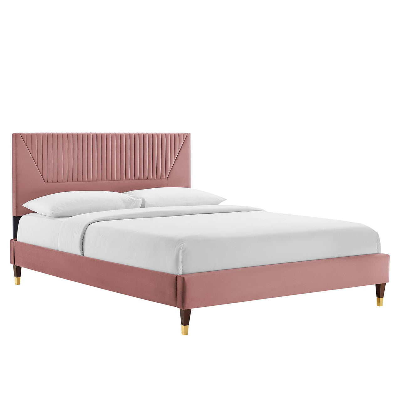 Seraphine Velvet King Platform Bed, Dusty Rose