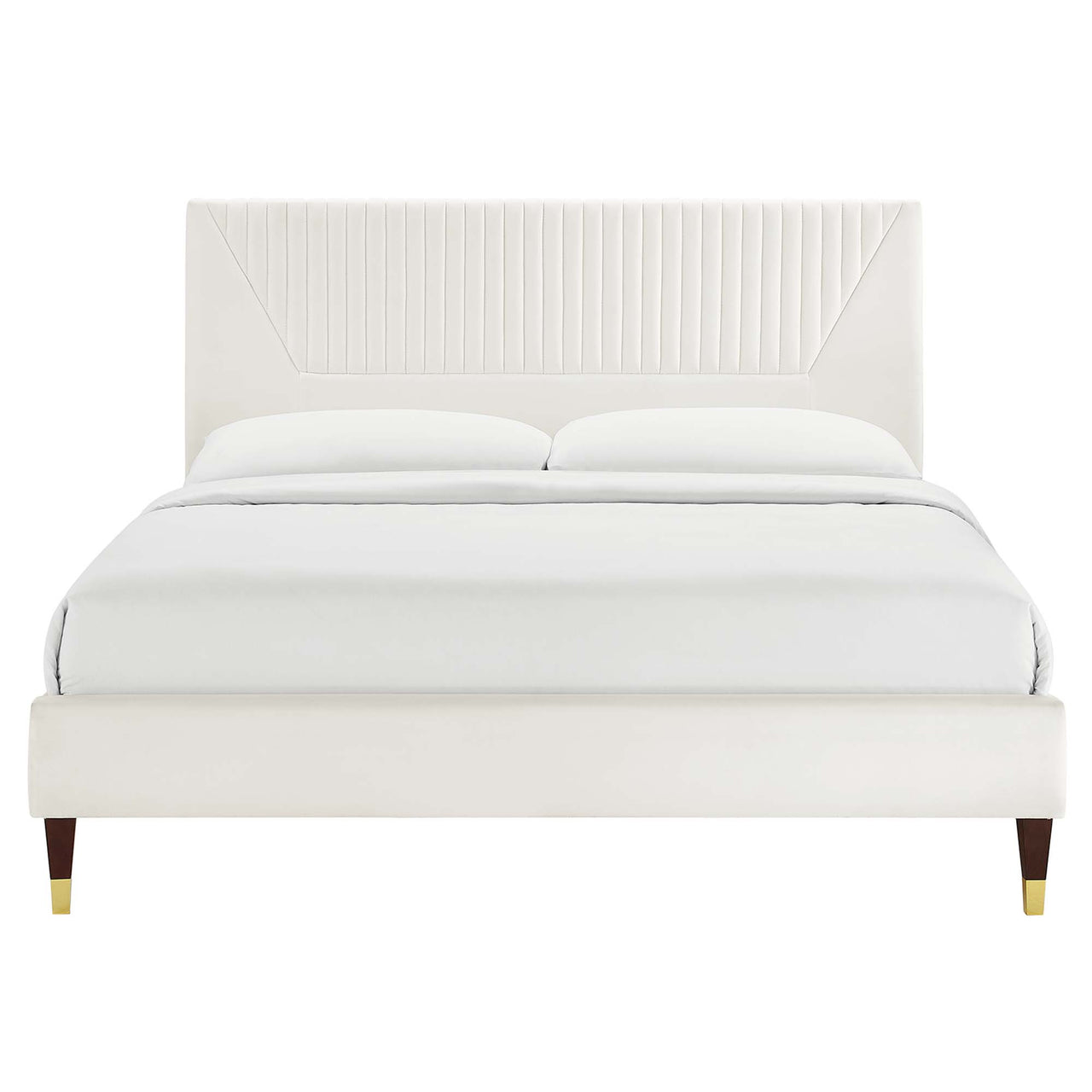 Seraphine Velvet King Platform Bed, White
