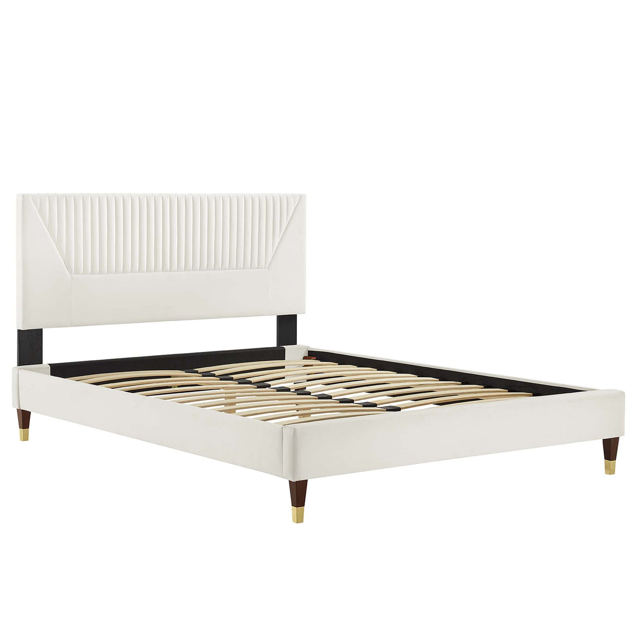 Seraphine Velvet King Platform Bed, White
