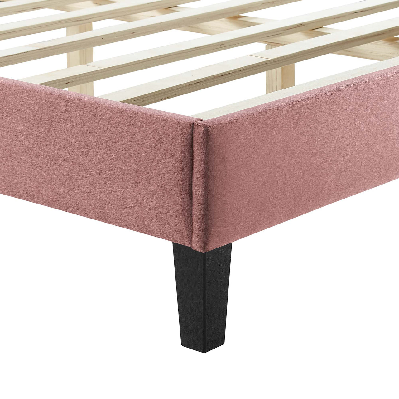 Zirelle Upholstered Velvet King Platform Bed, Dusty Rose