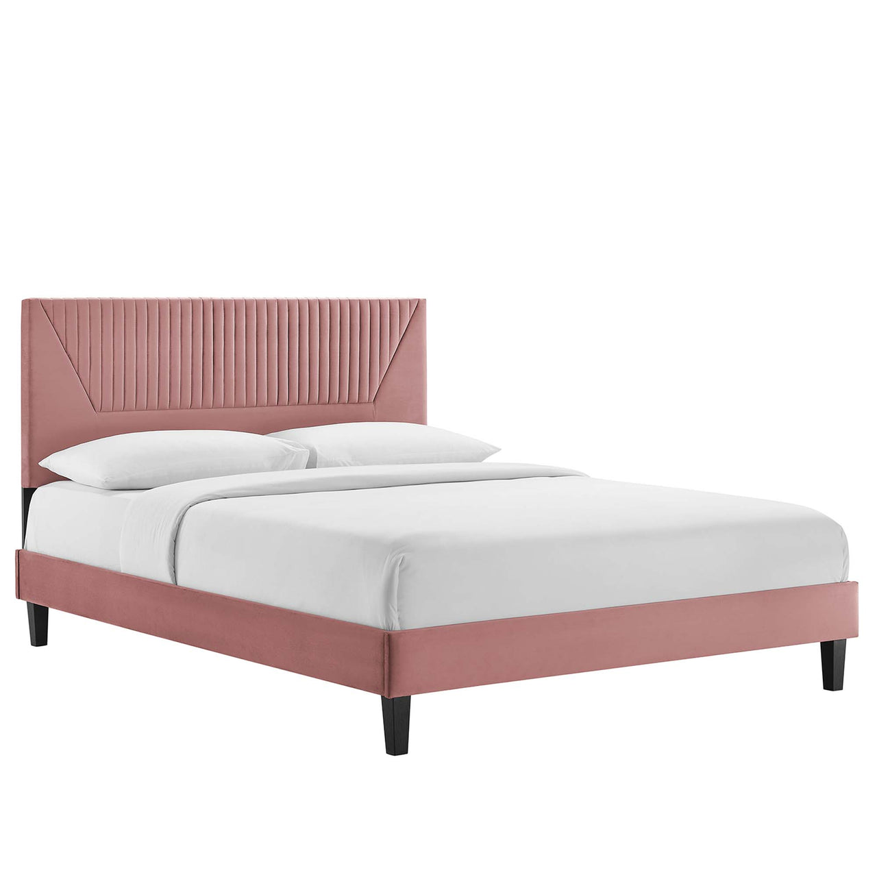 Seraphine Velvet King Platform Bed, Dusty Rose