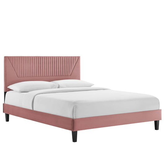 Seraphine Velvet King Platform Bed, Dusty Rose