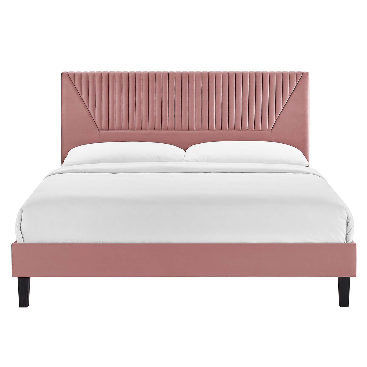 Seraphine Velvet King Platform Bed, Dusty Rose