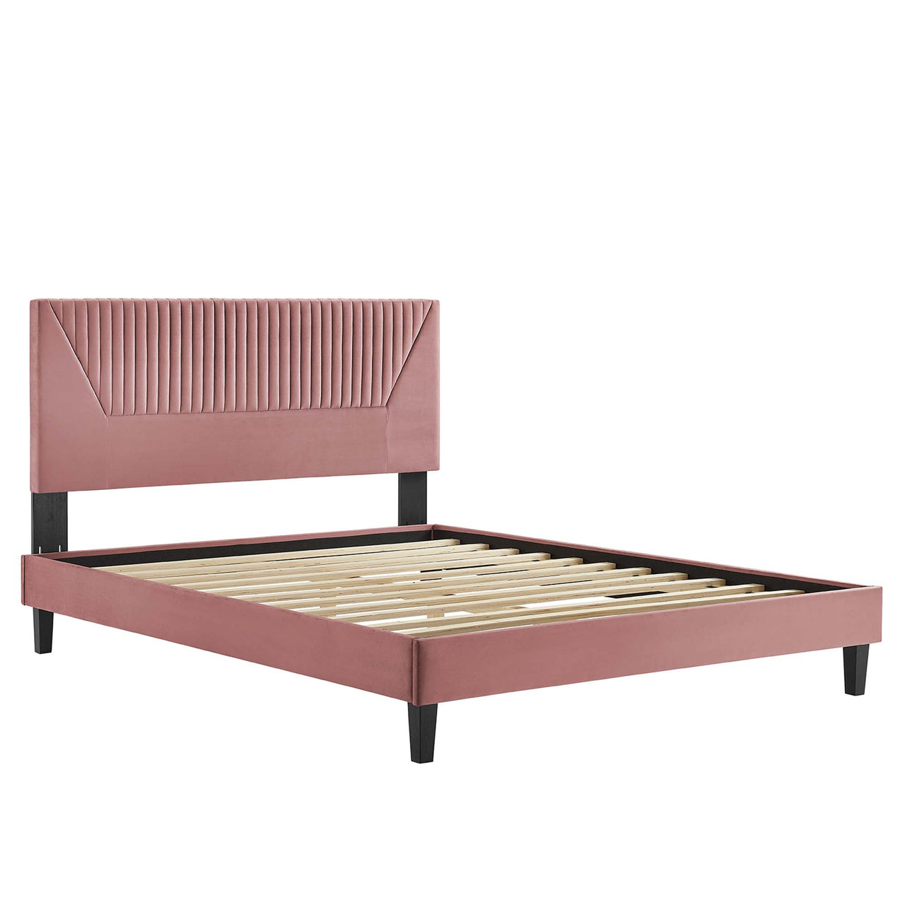 Seraphine Velvet King Platform Bed, Dusty Rose