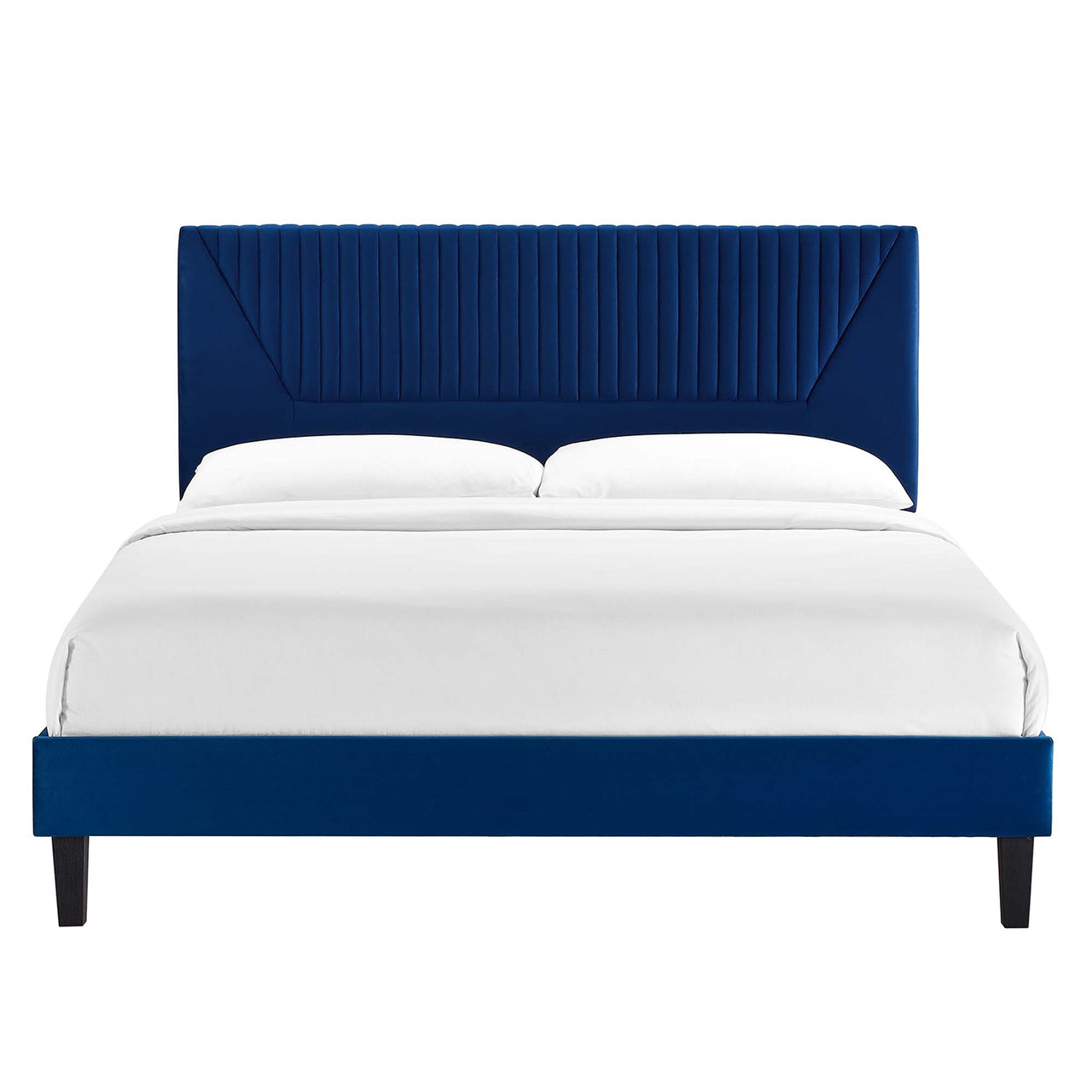 Seraphine Velvet King Platform Bed, Navy